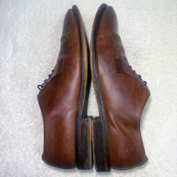 Aston Grey Shoes Mens 13 Grenasien Dress Plain Toe Oxford Brown Leather Lace Up - Picture 6 of 8